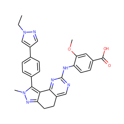 CCn1cc(-c2ccc(-c3c4c(nn3C)CCc3cnc(Nc5ccc(C(=O)O)cc5OC)nc3-4)cc2)cn1 ZINC000224952193