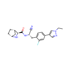 CCn1cc(-c2ccc(C[C@@H](C#N)NC(=O)[C@H]3N[C@@H]4CC[C@H]3C4)c(F)c2)cn1 ZINC000219309034