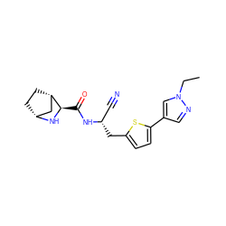 CCn1cc(-c2ccc(C[C@@H](C#N)NC(=O)[C@H]3N[C@@H]4CC[C@H]3C4)s2)cn1 ZINC000169708973