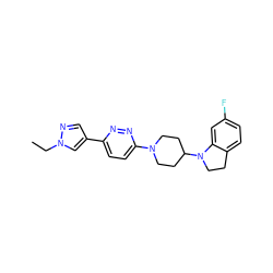 CCn1cc(-c2ccc(N3CCC(N4CCc5ccc(F)cc54)CC3)nn2)cn1 ZINC000103242939