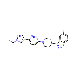 CCn1cc(-c2ccc(N3CCC(c4noc5ccc(F)cc45)CC3)nn2)cn1 ZINC000473179119