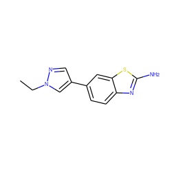 CCn1cc(-c2ccc3nc(N)sc3c2)cn1 ZINC000473087911