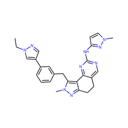 CCn1cc(-c2cccc(Cc3c4c(nn3C)CCc3cnc(Nc5ccn(C)n5)nc3-4)c2)cn1 ZINC000224947417