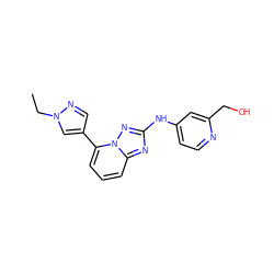 CCn1cc(-c2cccc3nc(Nc4ccnc(CO)c4)nn23)cn1 ZINC000096282537