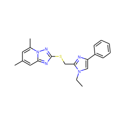 CCn1cc(-c2ccccc2)nc1CSc1nc2cc(C)cc(C)n2n1 ZINC000113421391