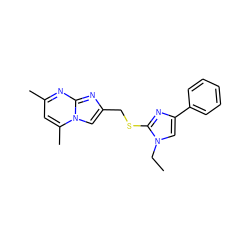 CCn1cc(-c2ccccc2)nc1SCc1cn2c(C)cc(C)nc2n1 ZINC000113421769