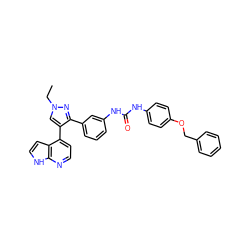 CCn1cc(-c2ccnc3[nH]ccc23)c(-c2cccc(NC(=O)Nc3ccc(OCc4ccccc4)cc3)c2)n1 ZINC000042834949