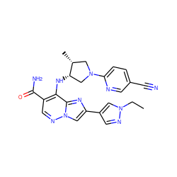 CCn1cc(-c2cn3ncc(C(N)=O)c(N[C@H]4CN(c5ccc(C#N)cn5)C[C@H]4C)c3n2)cn1 ZINC001772613815