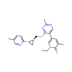 CCn1cc(-c2cnc(C)nc2OC[C@H]2C[C@@H]2c2ccc(C)cn2)cc(C)c1=O ZINC000209435168