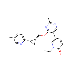 CCn1cc(-c2cnc(C)nc2OC[C@H]2C[C@@H]2c2ccc(C)cn2)ccc1=O ZINC000222636468