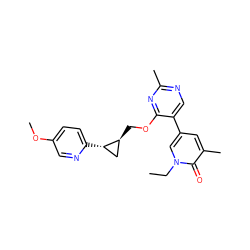 CCn1cc(-c2cnc(C)nc2OC[C@H]2C[C@@H]2c2ccc(OC)cn2)cc(C)c1=O ZINC000209433561