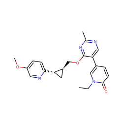 CCn1cc(-c2cnc(C)nc2OC[C@H]2C[C@@H]2c2ccc(OC)cn2)ccc1=O ZINC000209433425