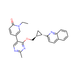 CCn1cc(-c2cnc(C)nc2OC[C@H]2C[C@@H]2c2ccc3ccccc3n2)ccc1=O ZINC000222633872