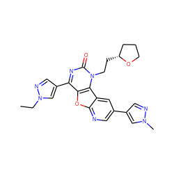 CCn1cc(-c2nc(=O)n(CC[C@@H]3CCCO3)c3c2oc2ncc(-c4cnn(C)c4)cc23)cn1 ZINC000096907427