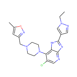 CCn1cc(-c2nc3ncc(Cl)c(N4CCN(Cc5cc(C)on5)CC4)c3[nH]2)cn1 ZINC000095558408