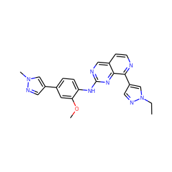 CCn1cc(-c2nccc3cnc(Nc4ccc(-c5cnn(C)c5)cc4OC)nc23)cn1 ZINC000207622830