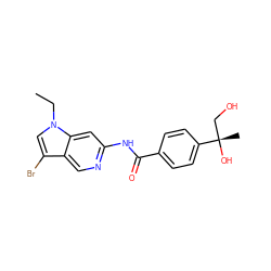 CCn1cc(Br)c2cnc(NC(=O)c3ccc([C@@](C)(O)CO)cc3)cc21 ZINC000072316116