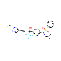 CCn1cc(C#C[C@@](O)(c2ccc(N(CC(C)C)S(=O)(=O)c3ccccc3)cc2)C(F)(F)F)cn1 ZINC000084688422