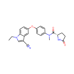 CCn1cc(C#N)c2cc(Oc3ccc(N(C)C(=O)[C@@H]4CCC(=O)N4)cc3)ccc21 ZINC000299865859