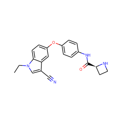 CCn1cc(C#N)c2cc(Oc3ccc(NC(=O)[C@@H]4CCN4)cc3)ccc21 ZINC000299862522