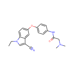 CCn1cc(C#N)c2cc(Oc3ccc(NC(=O)CN(C)C)cc3)ccc21 ZINC000299863766