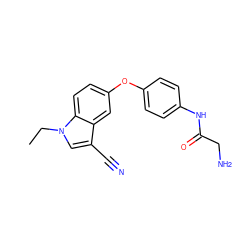 CCn1cc(C#N)c2cc(Oc3ccc(NC(=O)CN)cc3)ccc21 ZINC000299866532