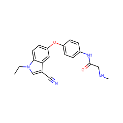 CCn1cc(C#N)c2cc(Oc3ccc(NC(=O)CNC)cc3)ccc21 ZINC000299857522