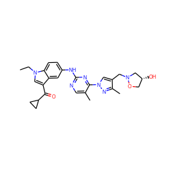 CCn1cc(C(=O)C2CC2)c2cc(Nc3ncc(C)c(-n4cc(CN5C[C@H](O)CO5)c(C)n4)n3)ccc21 ZINC001772650063