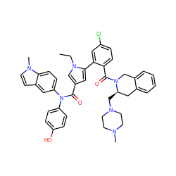 CCn1cc(C(=O)N(c2ccc(O)cc2)c2ccc3c(ccn3C)c2)cc1-c1cc(Cl)ccc1C(=O)N1Cc2ccccc2C[C@H]1CN1CCN(C)CC1 ZINC000261180107