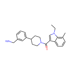 CCn1cc(C(=O)N2CCC(c3cccc(CN)c3)CC2)c2cccc(C)c21 ZINC000028465771