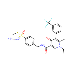 CCn1cc(C(=O)NCc2ccc([S@@](=O)(CC)=NC#N)cc2)c(=O)c(-c2cccc(C(F)(F)F)c2)c1C ZINC000149858697