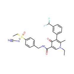 CCn1cc(C(=O)NCc2ccc([S@@](=O)(CC)=NC#N)cc2)c(=O)c(-c2cccc(C(F)F)c2)c1C ZINC000149861770