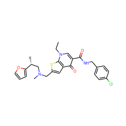 CCn1cc(C(=O)NCc2ccc(Cl)cc2)c(=O)c2cc(CN(C)C[C@@H](C)c3ccco3)sc21 ZINC000028901669