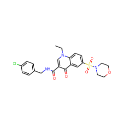 CCn1cc(C(=O)NCc2ccc(Cl)cc2)c(=O)c2cc(S(=O)(=O)N3CCOCC3)ccc21 ZINC000006577341