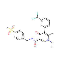 CCn1cc(C(=O)NCc2ccc(S(C)(=O)=O)cc2)c(=O)c(-c2cccc(C(F)F)c2)c1C ZINC000148953426