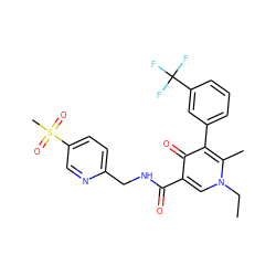 CCn1cc(C(=O)NCc2ccc(S(C)(=O)=O)cn2)c(=O)c(-c2cccc(C(F)(F)F)c2)c1C ZINC001772606162