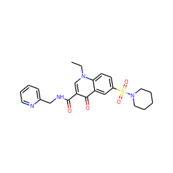 CCn1cc(C(=O)NCc2ccccn2)c(=O)c2cc(S(=O)(=O)N3CCCCC3)ccc21 ZINC000004056998