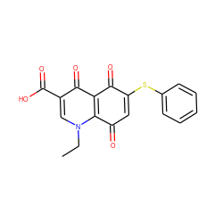 CCn1cc(C(=O)O)c(=O)c2c1C(=O)C=C(Sc1ccccc1)C2=O ZINC000040973604