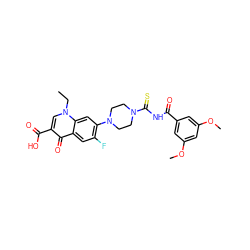 CCn1cc(C(=O)O)c(=O)c2cc(F)c(N3CCN(C(=S)NC(=O)c4cc(OC)cc(OC)c4)CC3)cc21 ZINC000038152175