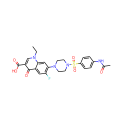 CCn1cc(C(=O)O)c(=O)c2cc(F)c(N3CCN(S(=O)(=O)c4ccc(NC(C)=O)cc4)CC3)cc21 ZINC000001204084