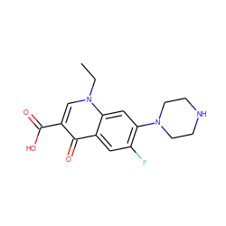 CCn1cc(C(=O)O)c(=O)c2cc(F)c(N3CCNCC3)cc21 ZINC000000003742