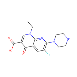 CCn1cc(C(=O)O)c(=O)c2cc(F)c(N3CCNCC3)nc21 ZINC000019594549