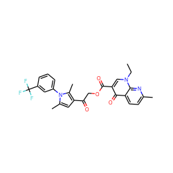 CCn1cc(C(=O)OCC(=O)c2cc(C)n(-c3cccc(C(F)(F)F)c3)c2C)c(=O)c2ccc(C)nc21 ZINC000003311282