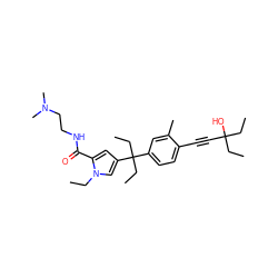 CCn1cc(C(CC)(CC)c2ccc(C#CC(O)(CC)CC)c(C)c2)cc1C(=O)NCCN(C)C ZINC001772598555