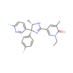 CCn1cc(C2=N[C@@](c3ccc(F)cc3)(c3ccc(F)nc3)[C@H](C)N2)cc(C)c1=O ZINC000038559188