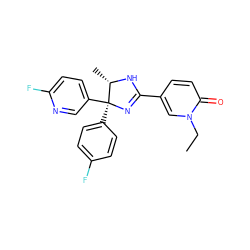 CCn1cc(C2=N[C@@](c3ccc(F)cc3)(c3ccc(F)nc3)[C@H](C)N2)ccc1=O ZINC000038626592