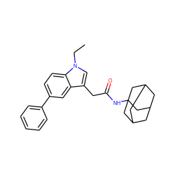 CCn1cc(CC(=O)NC23CC4CC(CC(C4)C2)C3)c2cc(-c3ccccc3)ccc21 ZINC000084731158