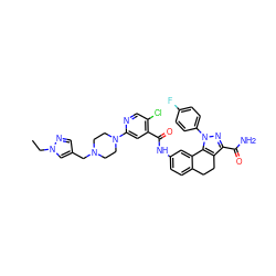 CCn1cc(CN2CCN(c3cc(C(=O)Nc4ccc5c(c4)-c4c(c(C(N)=O)nn4-c4ccc(F)cc4)CC5)c(Cl)cn3)CC2)cn1 ZINC000072122177