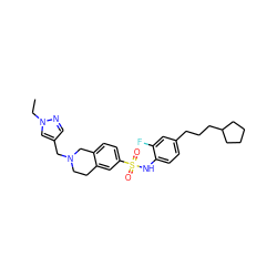 CCn1cc(CN2CCc3cc(S(=O)(=O)Nc4ccc(CCCC5CCCC5)cc4F)ccc3C2)cn1 ZINC000261131645