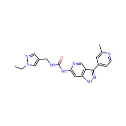 CCn1cc(CNC(=O)Nc2cc3[nH]nc(-c4ccnc(C)c4)c3cn2)cn1 ZINC000261121882